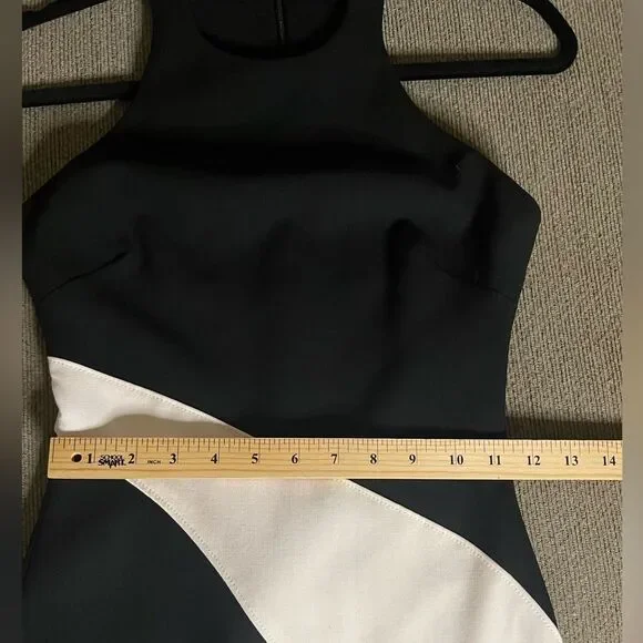 Elizabeth and James Shylen Asymmetrical Midi Dress in Black & White Sz 0 - Picture 11 of 15